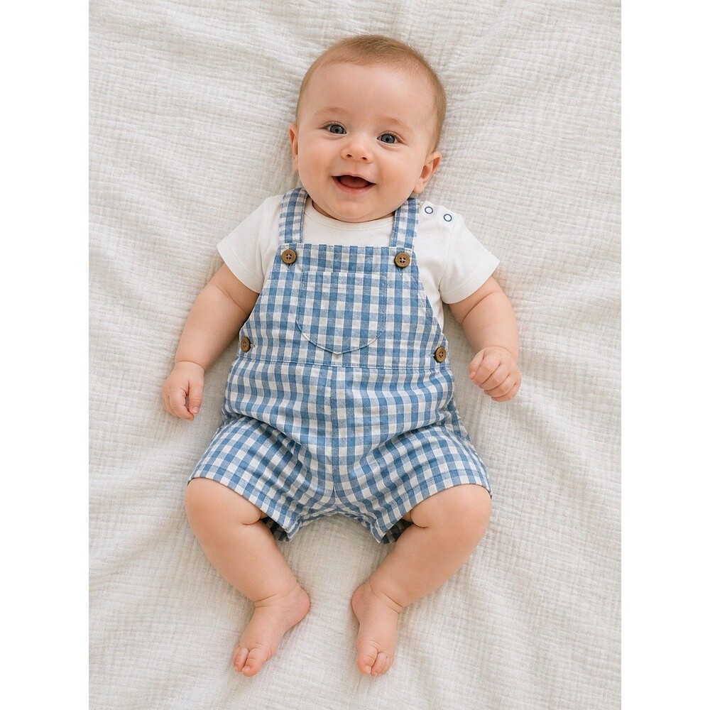 Next Baby Boy Blue Gingham Romper & Bodysuit Set 3-6 Months NWT Boutique